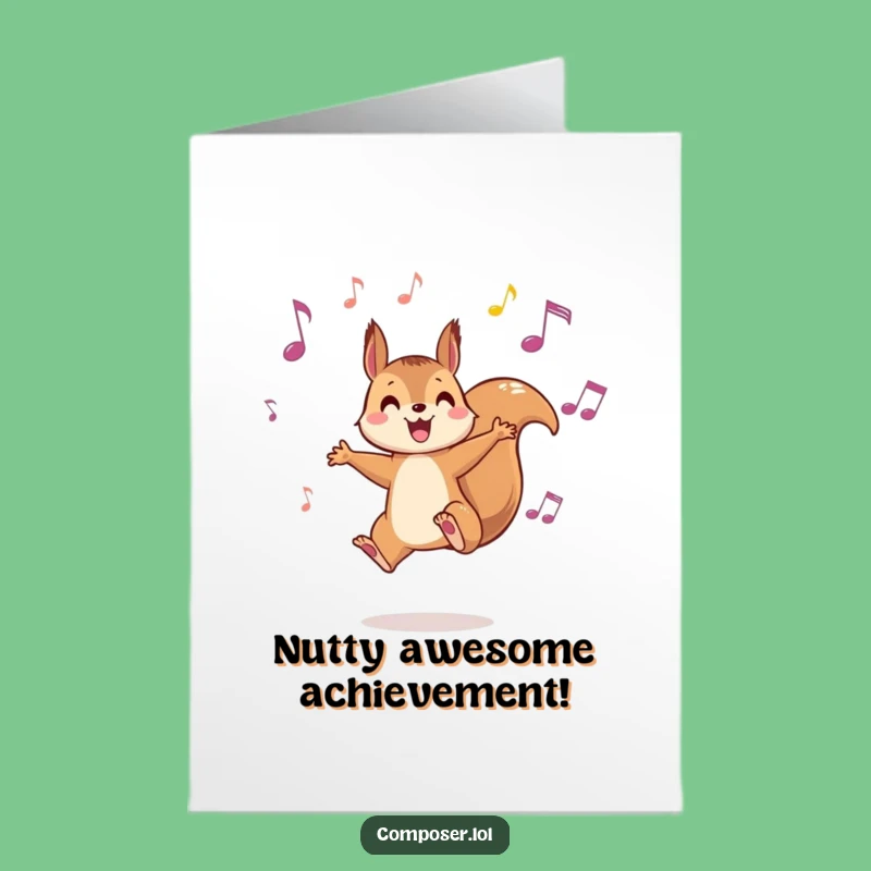 Free Printable Squirrel Music Congrats Card: Humorous Downloadable Gift for Triumphs