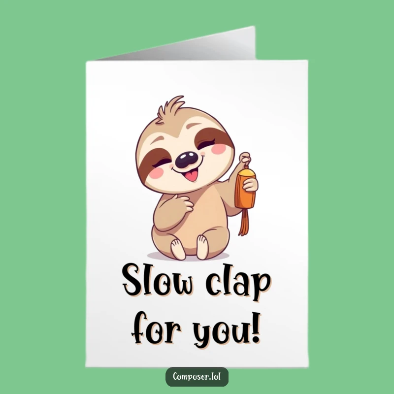Free Printable Congrats Card: Sloth's Slow Chime for Your Big Win!