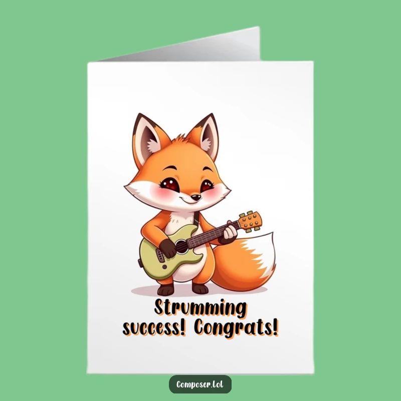 Free Printable Fox Card: Funny Guitarist Congratulations Downloadable Gift for Big Wins