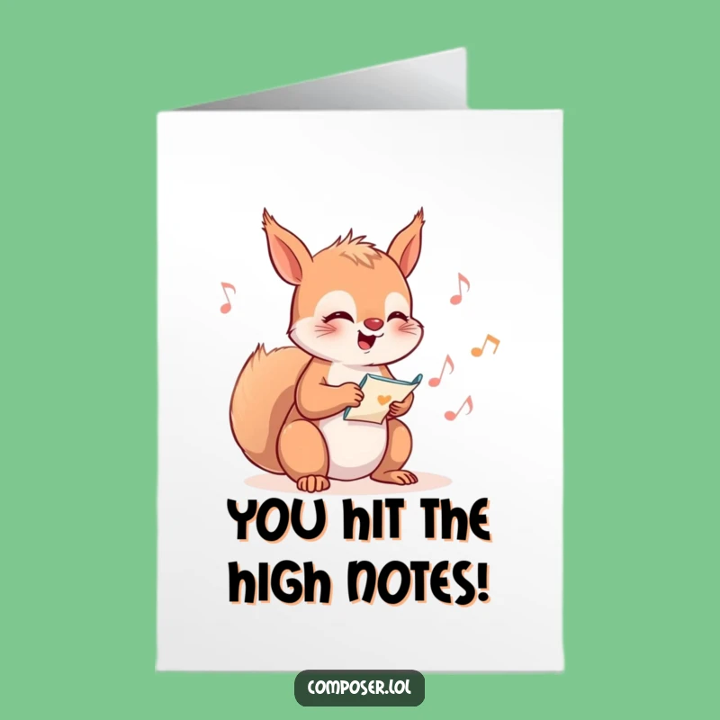 Free Printable Squirrel Composer Congrats Card: Funny Downloadable Gift for Sweet Success