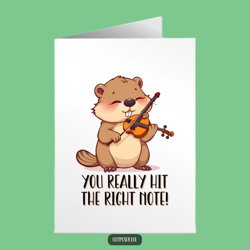 Free Printable Funny Congrats Card: Beaver Musician for Your Masterpiece Achievement!