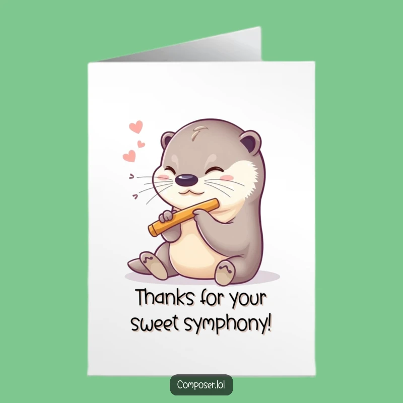 Free Printable Funny Thank You Card: Otter's Sweet Melody of Gratitude!