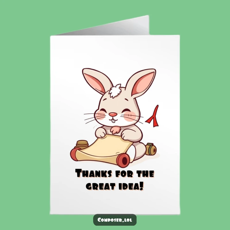 Free Printable Rabbit Thank You Card: Humorous Writer Downloadable Gift for Appreciation