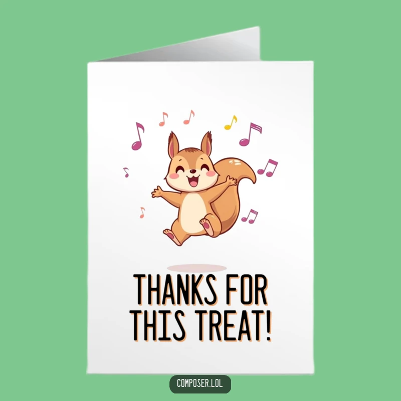 Free Printable Squirrel Music Thank You Card: Funny Downloadable Gift of Gratitude