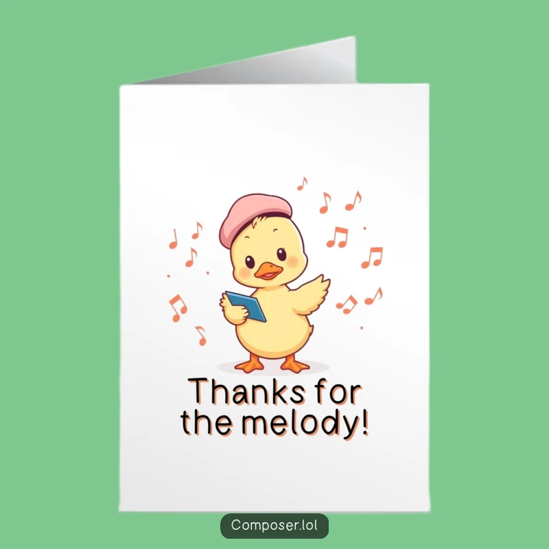 Free Printable Thank You Card: Conducting Duckling Melody Funny Downloadable Gift