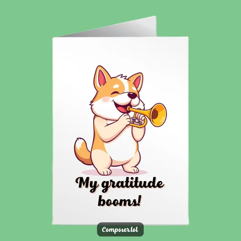 Free Printable Thank You Card: Dog's Trumpet Tune for Your Kindness - Downloadable!