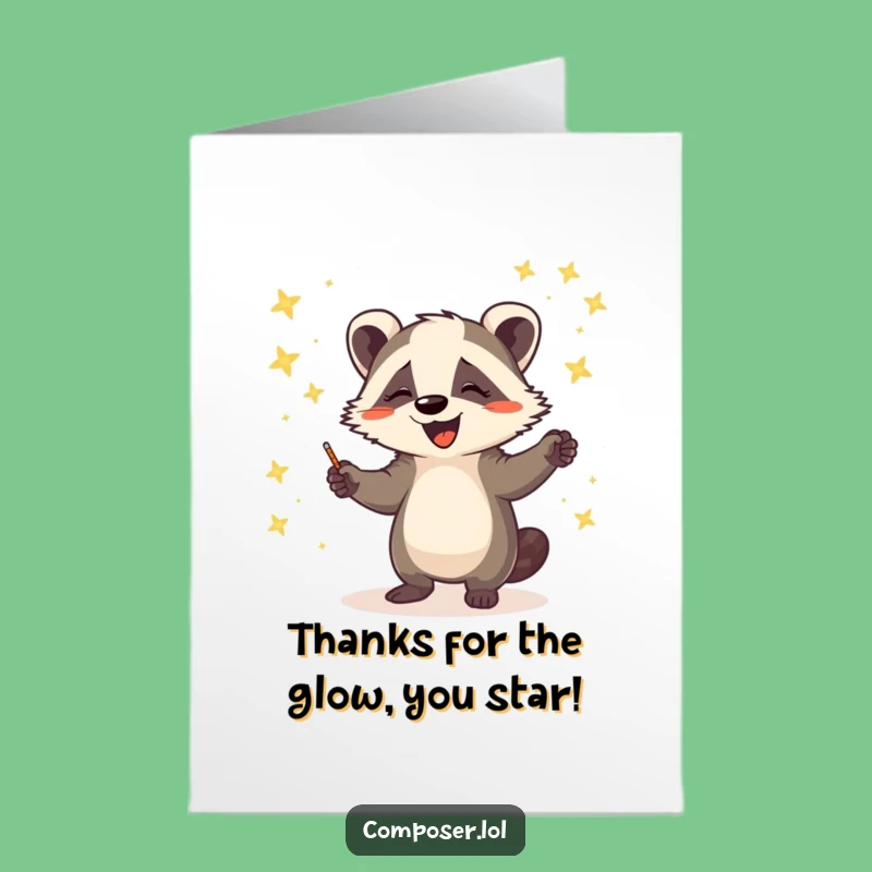 Free Printable Thank You Card: Funny Badger Conductor Hilarious Downloadable Gift