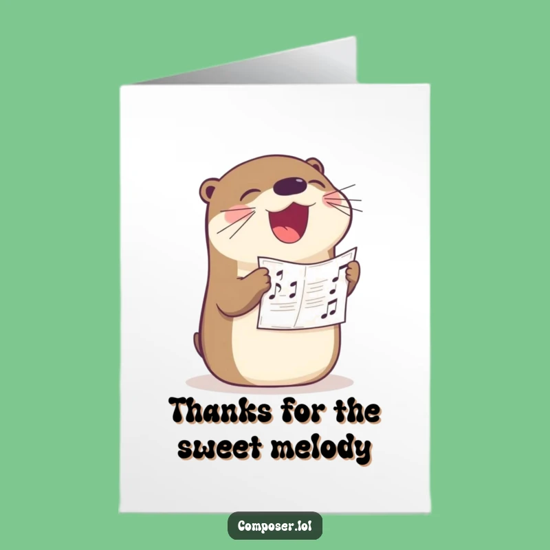 Free Printable Thank You Card: Happy Otter Singer, Hilarious Downloadable Greeting for a Musical Thank You
