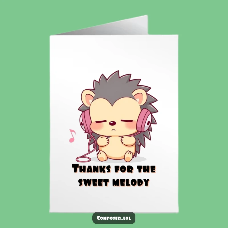 Free Printable Thank You Card: Hedgehog's Musical Gratitude, Perfect Downloadable Gift