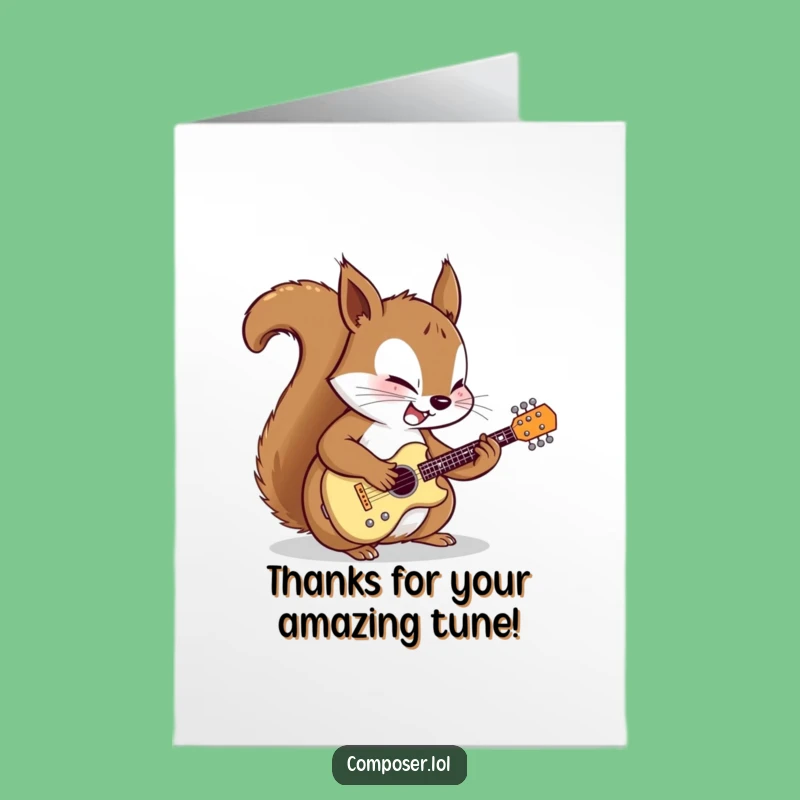 Free Printable Thank You Card: Musical Squirrel for a Grateful Downloadable Gift