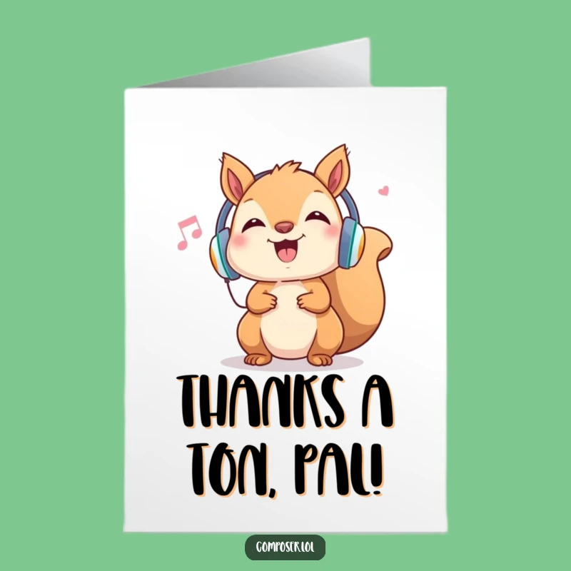Free Printable Thank You Card: Squirrel DJ Sending Groovy Thanks - Downloadable!