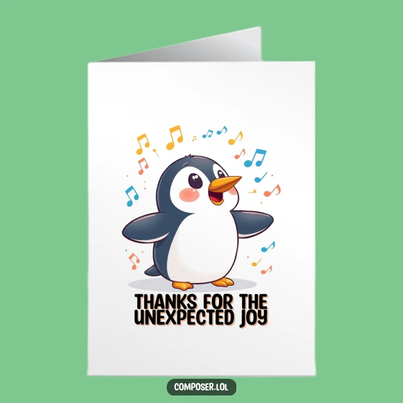Free Printable Thank You Card: Startled Penguin, Hilarious Downloadable Greeting for a Surprising Thank You