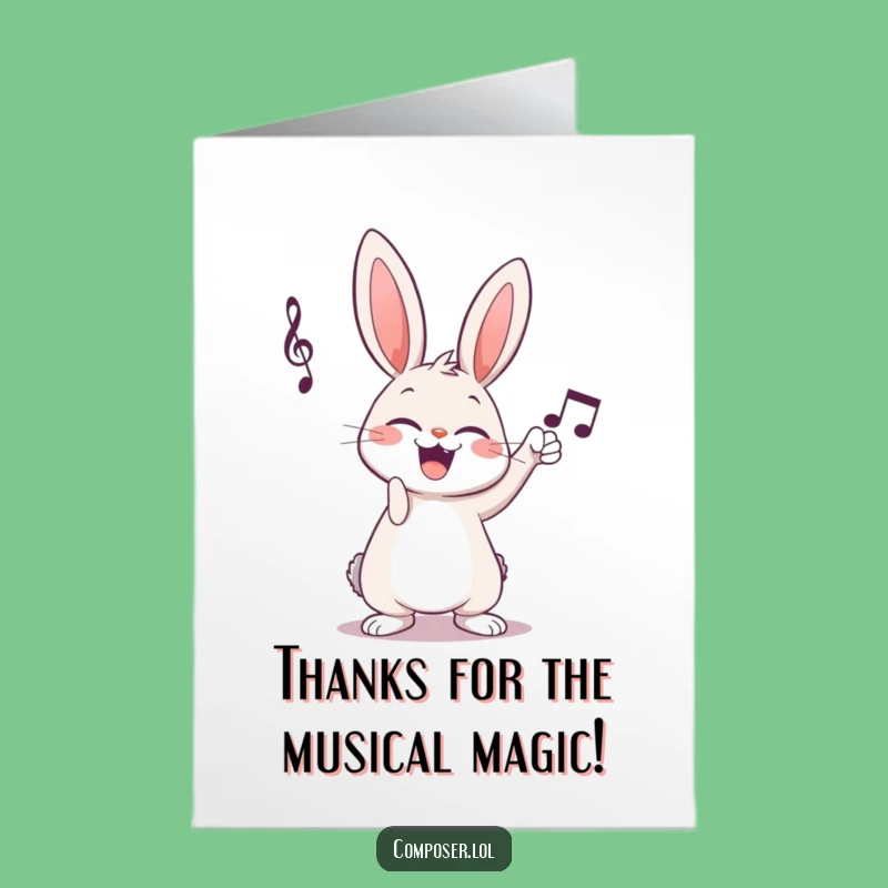 Free Printable Thank You Rabbit Card: Funny Downloadable Music Appreciation Gift