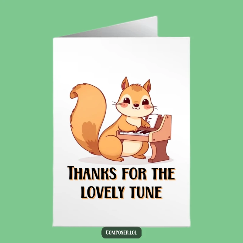 Sweet Free Printable Thank You Card: Squirrel Pianist Plays a Tune of Thanks!