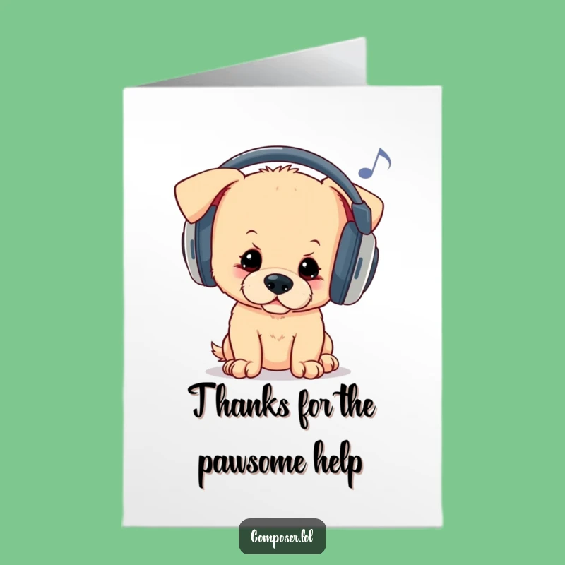 Free Printable Puppy Thank You Card: Headphone Bop Downloadable Gift