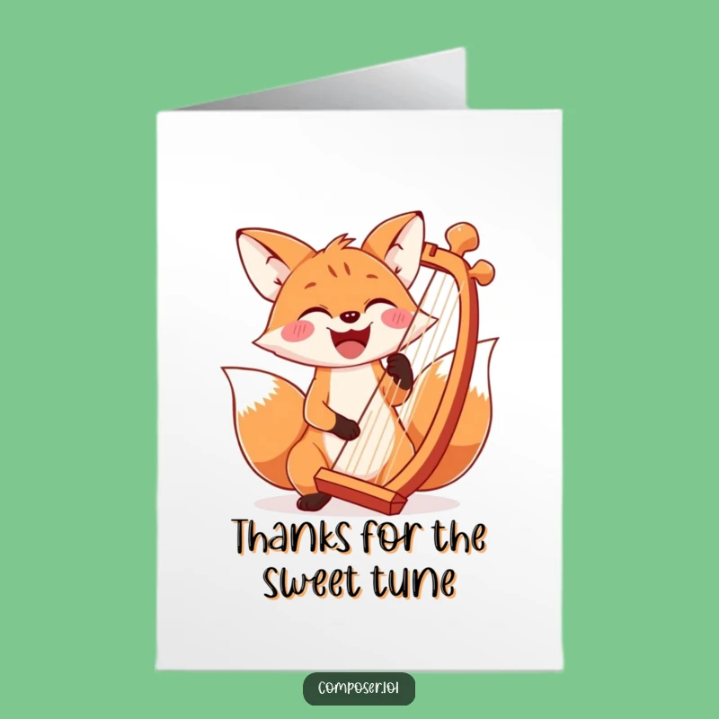 Free Printable Thank You Card: Fox's Musical Thanks, Perfect Downloadable Gift