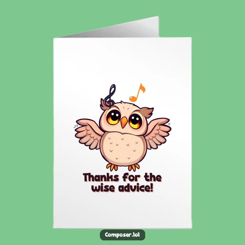 Free Printable Owl Thank You Card: Funny Inspired Music Appreciation Gift
