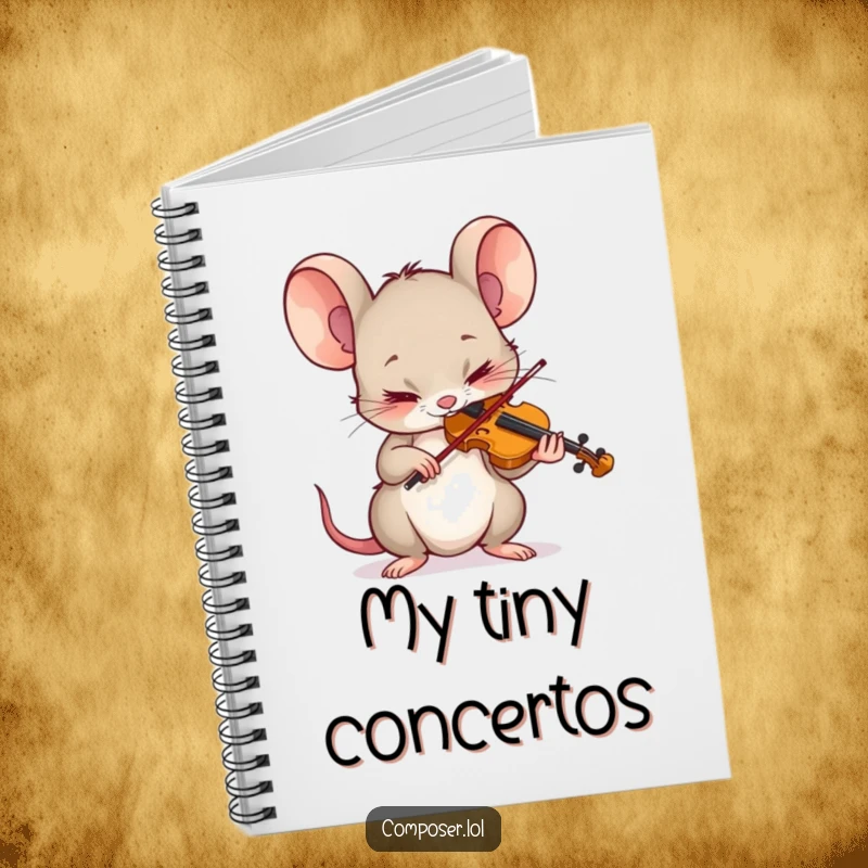 Funny Mouse Notebook: Tiny mouse playing tiny violin with intense concentration, great for notes and ideas.