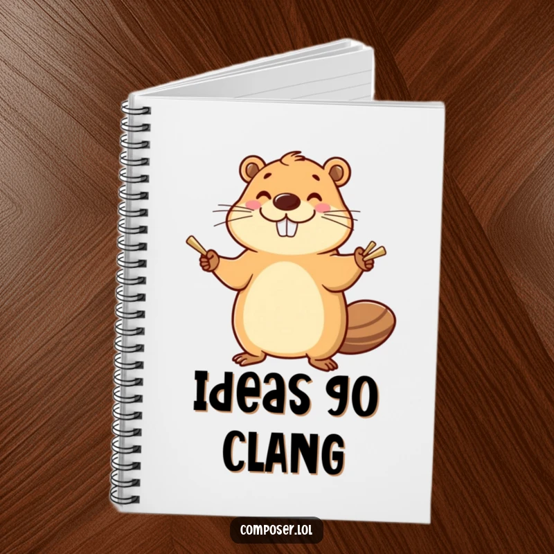 Funny Beaver Cymbals Notebook: Smiling beaver enthusiastically banging cymbals with a happy flourish, artistic and humorous writing journal