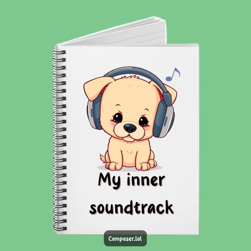 Funny Puppy Headphones Notebook - Jot Down Grooves with Canine Flair