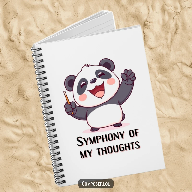 Funny Panda Conductor Notebook - A panda leading an orchestra, ideal for jotting down notes, ideas, and to-do lists.