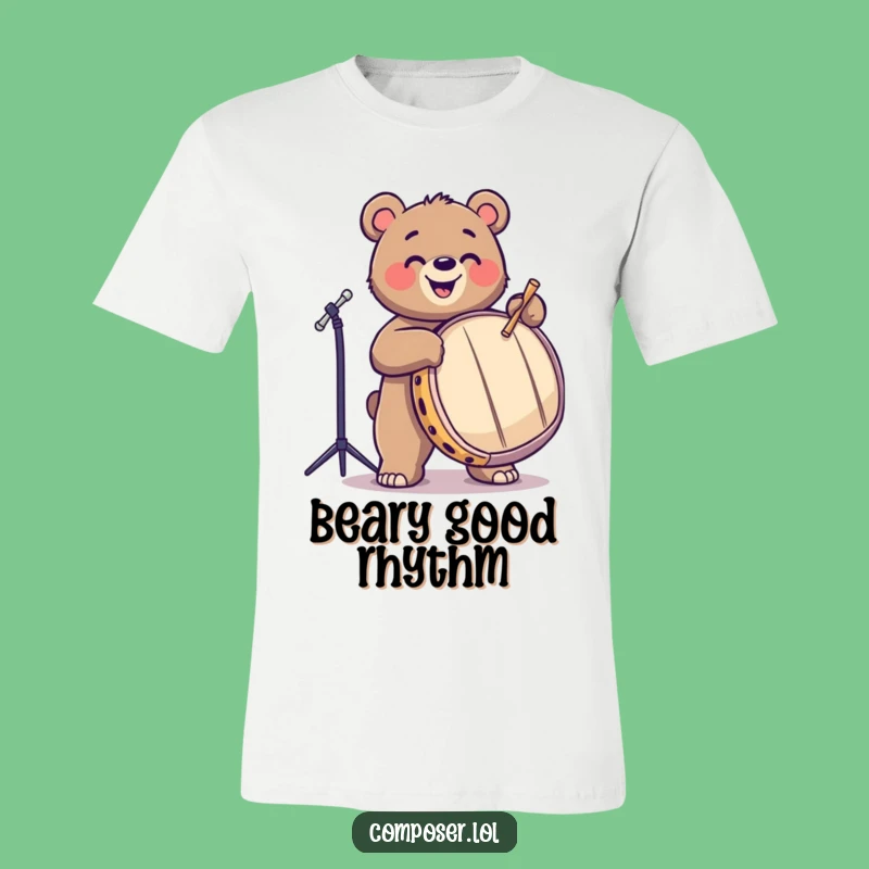 Funny Bear Drummer Tee: Happy Musician Shirt, Hilarious Gift!