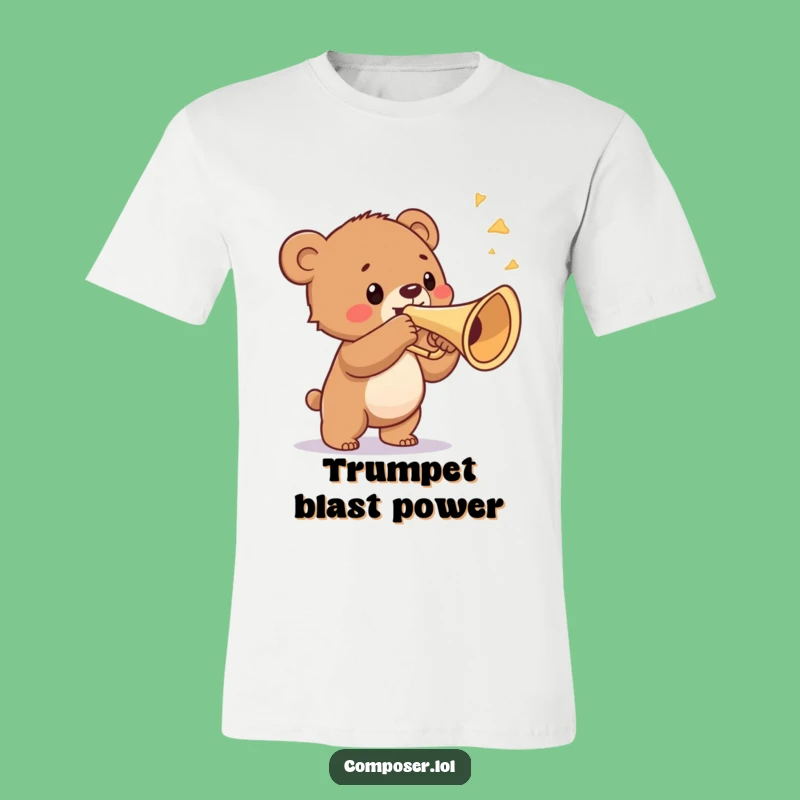 Funny Bear Cub Trumpet T-Shirt - Bold Brass Blast Tee, Great Gift