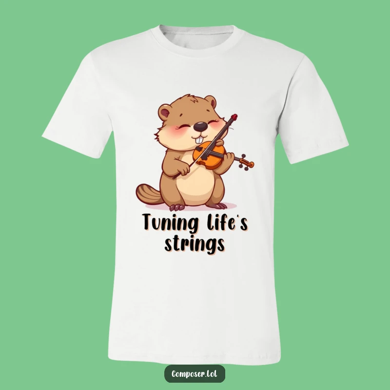 Funny Beaver Violinist T-Shirt: Focused Musician Beaver - Hilarious Gift!