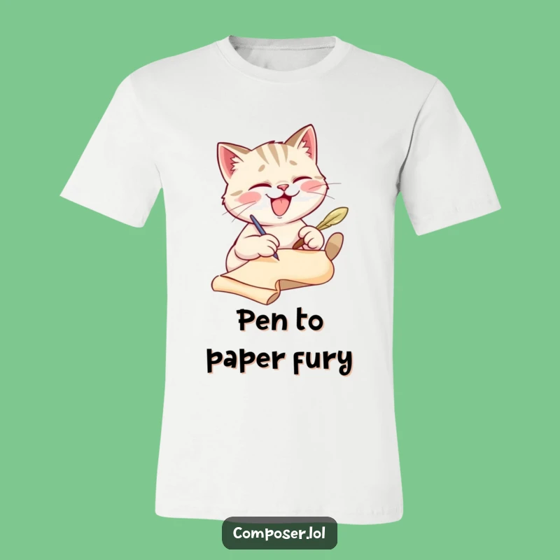 Funny Cat Scribe T-Shirt: Embrace Your Inner Author with Feline Flair