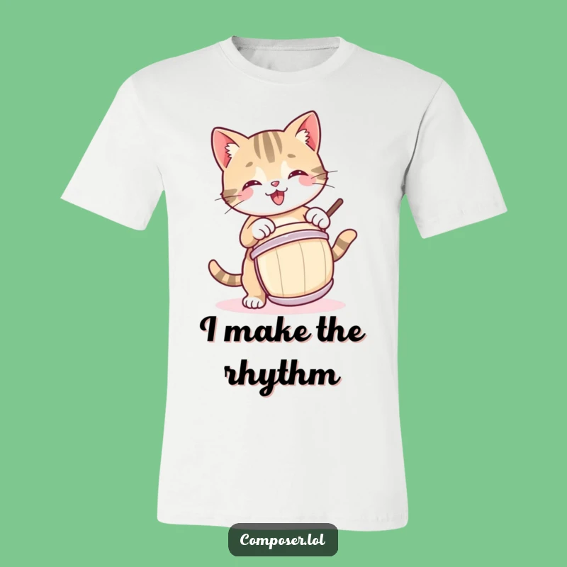 Funny Cat Drummer T-Shirt: Playful Kitty Taps a Beat - Hilarious Music Gift!