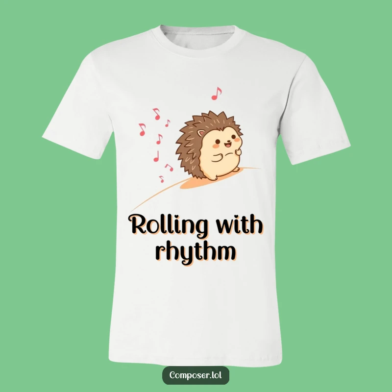 Funny Hedgehog Rolling Downhill T-Shirt - Wearable Whimsy and Musical Joyful Gift