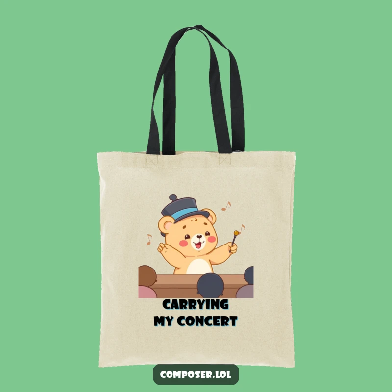 Funny Conducting Bear Cub Tote Bag: Carry Your Harmony!