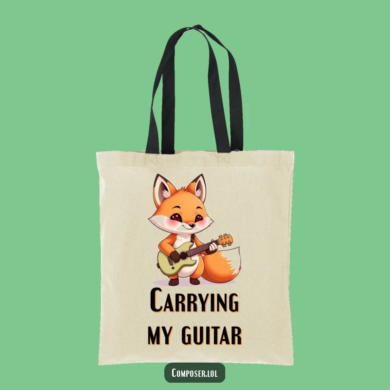 Funny Fox Tote: Mischievous Guitarist Bag, Durable & Hilarious Gift!