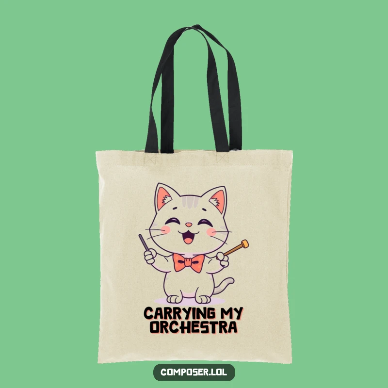 Funny Conducting Cat Baton Tote Bag - Stylish and Hilarious Accessory