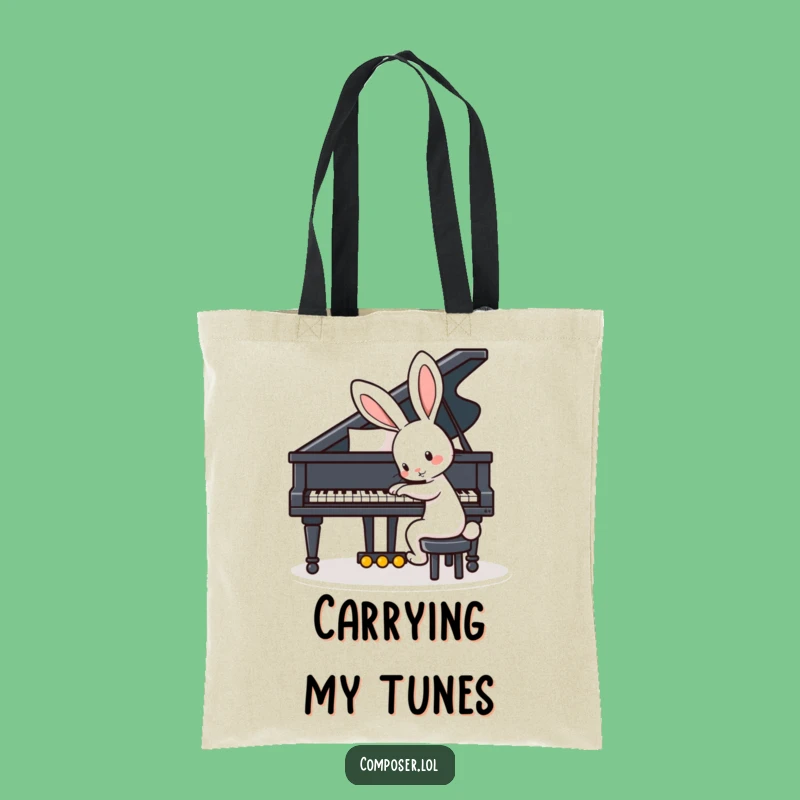 Funny Playful Rabbit Piano Tote Bag - Stylish and Hilarious Accessory