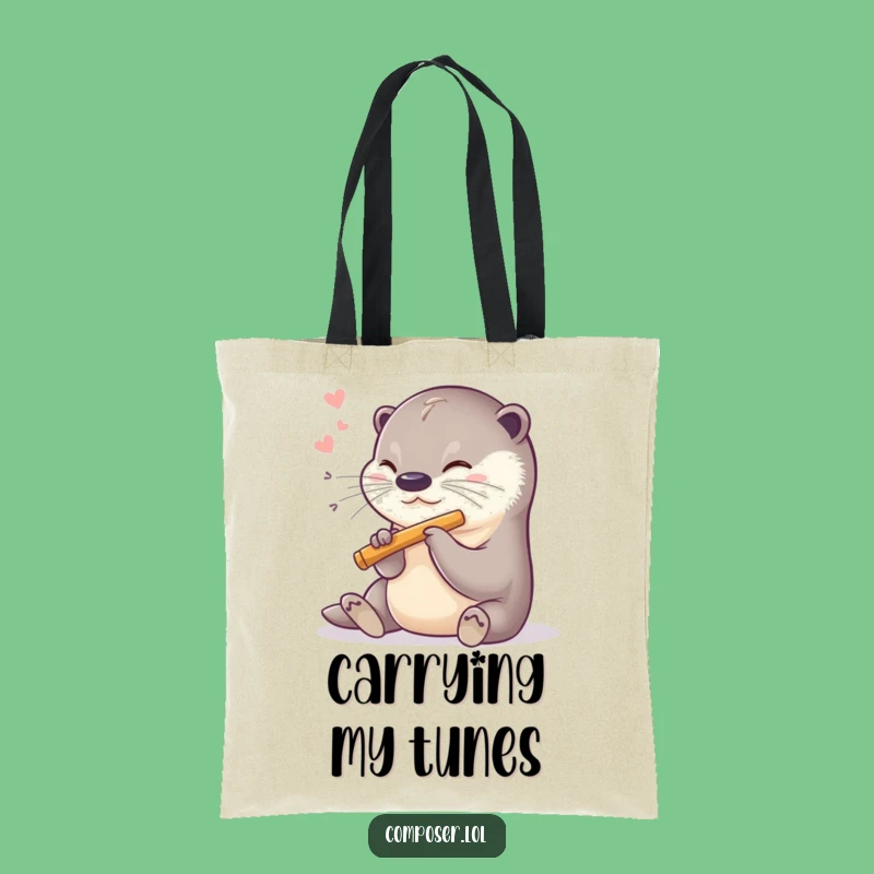 Funny Otter Flutist Tote Bag: Carry Your Tunes with This Sweet Critter!