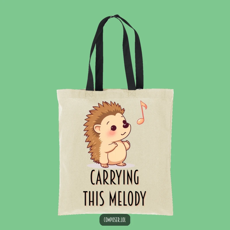 Funny Hedgehog Music Note Tote Bag: Carry Your Tunes & Smiles