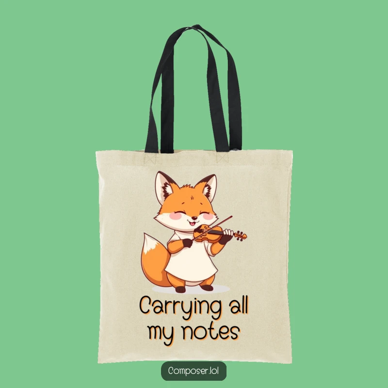 Funny Fox Violinist Tote Bag: Carry Your Tunes and Treasures Jauntily