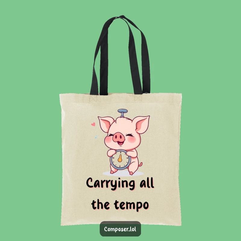 Funny Piglet Metronome Tote Bag: A Humorous Gift for Organized Music Fans