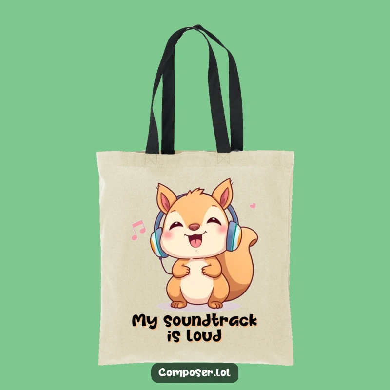 Funny Squirrel Tote Bag: Cheerful Music Lover's Accessory, Groovy Shopping Gift