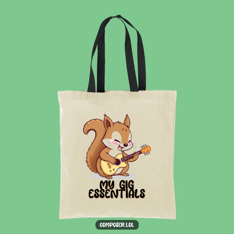 Funny Squirrel Guitarist Tote Bag: Carry Your Music Gear with Nutty Style!